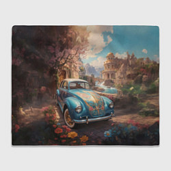 Плед флисовый Сказочный ретро автомобиль, цвет: 3D-велсофт