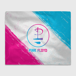 Плед флисовый Pink Floyd neon gradient style, цвет: 3D-велсофт