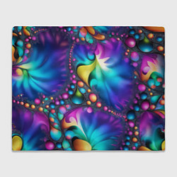 Плед флисовый Розово синий фрактал, цвет: 3D-велсофт