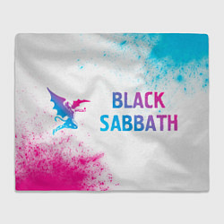 Плед флисовый Black Sabbath neon gradient style по-горизонтали, цвет: 3D-велсофт