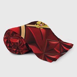 Плед флисовый Герб России на красном абстрактном фоне, цвет: 3D-велсофт — фото 2