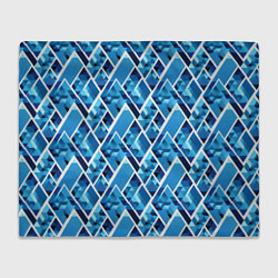 Плед флисовый Синие треугольники и белые полосы, цвет: 3D-велсофт