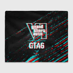 Плед флисовый GTA6 в стиле glitch и баги графики на темном фоне, цвет: 3D-велсофт