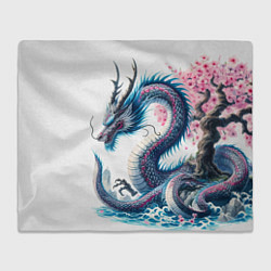 Плед флисовый Японский акварельный дракон - ирезуми, цвет: 3D-велсофт
