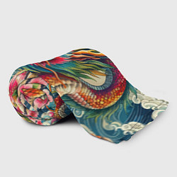 Плед флисовый Гравюра японского дракона, цвет: 3D-велсофт — фото 2