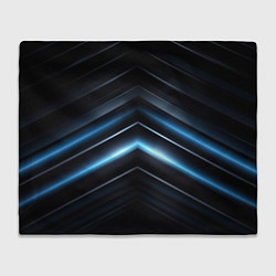 Плед флисовый Синий неоновый яркий свет на черном абстрактном фо, цвет: 3D-велсофт