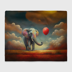 Плед флисовый Грустный слон и красный шарик, цвет: 3D-велсофт