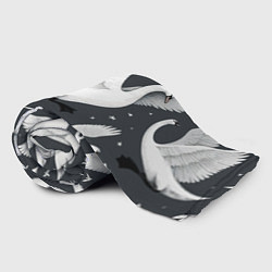 Плед флисовый Стая белых лебедей летящих в небе, цвет: 3D-велсофт — фото 2