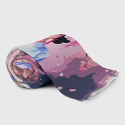 Плед флисовый Ветки сакуры японская гейша, цвет: 3D-велсофт — фото 2