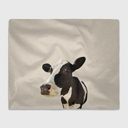 Плед флисовый Корова на бежевом фоне, цвет: 3D-велсофт