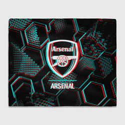 Плед флисовый Arsenal FC в стиле glitch на темном фоне, цвет: 3D-велсофт