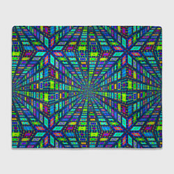 Плед флисовый Абстрактный узор коридор из разноцветных квадратов, цвет: 3D-велсофт