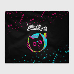 Плед флисовый Judas Priest - rock star cat, цвет: 3D-велсофт
