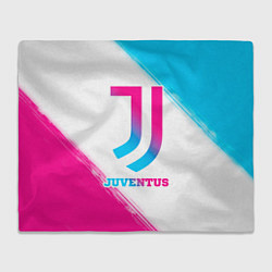 Плед флисовый Juventus neon gradient style, цвет: 3D-велсофт