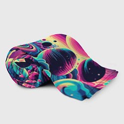 Плед флисовый Неоновый космос - нейросеть, цвет: 3D-велсофт — фото 2