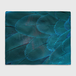 Плед флисовый Зеленые перья птицы, цвет: 3D-велсофт