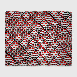 Плед флисовый Красно-белый узор на чёрном фоне, цвет: 3D-велсофт