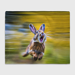 Плед флисовый Крик бегущего зайца, цвет: 3D-велсофт