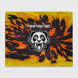 Плед флисовый Foo Fighters рок панда и огонь, цвет: 3D-велсофт