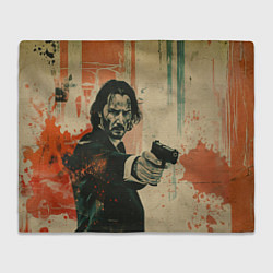 Плед флисовый Джон Уик с пистолетом, цвет: 3D-велсофт