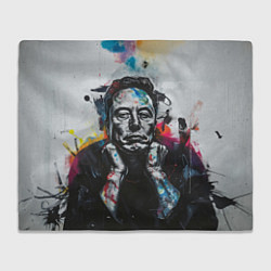 Плед флисовый Илон Маск граффити портрет на серой стене, цвет: 3D-велсофт