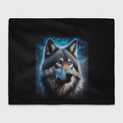 Плед флисовый Красивый портрет волка, цвет: 3D-велсофт