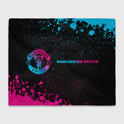 Плед флисовый Manchester United - neon gradient по-горизонтали, цвет: 3D-велсофт