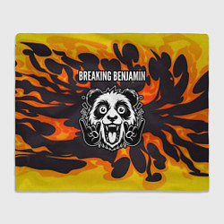 Плед флисовый Breaking Benjamin рок панда и огонь, цвет: 3D-велсофт