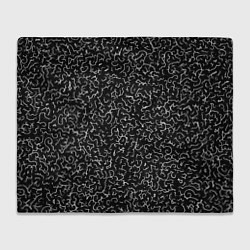 Плед флисовый Белые завитушки на черном фоне, цвет: 3D-велсофт
