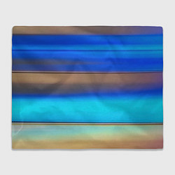 Плед флисовый Голубые и коричневые полосы, цвет: 3D-велсофт