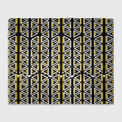 Плед флисовый Жёлто-белые треугольники на чёрном фоне, цвет: 3D-велсофт