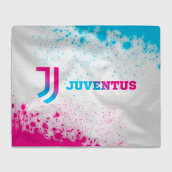 Плед флисовый Juventus neon gradient style по-горизонтали, цвет: 3D-велсофт