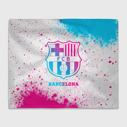 Плед флисовый Barcelona neon gradient style, цвет: 3D-велсофт