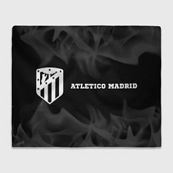 Плед флисовый Atletico Madrid sport на темном фоне по-горизонтал, цвет: 3D-велсофт