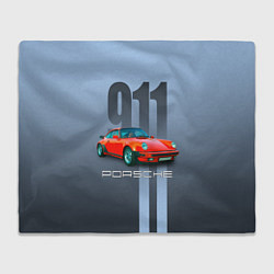 Плед флисовый Винтажный автомобиль Porsche 911 Carrera, цвет: 3D-велсофт