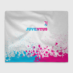 Плед флисовый Juventus neon gradient style посередине, цвет: 3D-велсофт