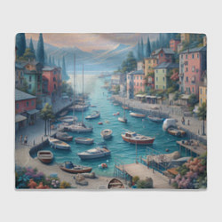 Плед флисовый Гавань с лодками, цвет: 3D-велсофт