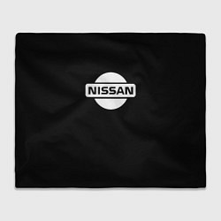 Плед флисовый Nissan logo white, цвет: 3D-велсофт