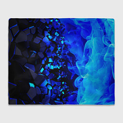 Плед флисовый Осколки плиток и синий огонь, цвет: 3D-велсофт