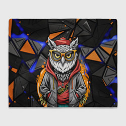 Плед флисовый Модная сова и оранжевые вставки, цвет: 3D-велсофт