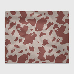 Плед флисовый Коровий паттерн коричневого цвета, цвет: 3D-велсофт