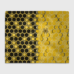 Плед флисовый Киберпанк соты шестиугольники жёлтый и чёрный с па, цвет: 3D-велсофт