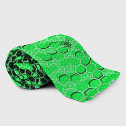 Плед флисовый Техно-киберпанк шестиугольники зелёный и чёрный с, цвет: 3D-велсофт — фото 2