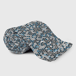 Плед флисовый Паттерн мозаика серый с голубым, цвет: 3D-велсофт — фото 2