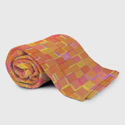 Плед флисовый Россыпь оранжевых квадратов, цвет: 3D-велсофт — фото 2