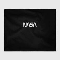 Плед флисовый Nasa white logo, цвет: 3D-велсофт