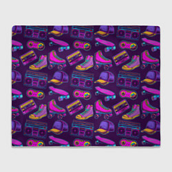 Плед флисовый Ретро 80 атрибутика, цвет: 3D-велсофт