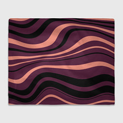 Плед флисовый Сливовый абстрактные волнистые полосы, цвет: 3D-велсофт