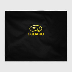 Плед флисовый Subaru logo yellow, цвет: 3D-велсофт