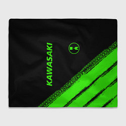 Плед флисовый Kawasaki - logo, цвет: 3D-велсофт